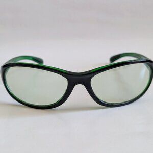 NWOT True Vintage 90's Plastic Oval Sport Wrap Around light green lens Sunglass